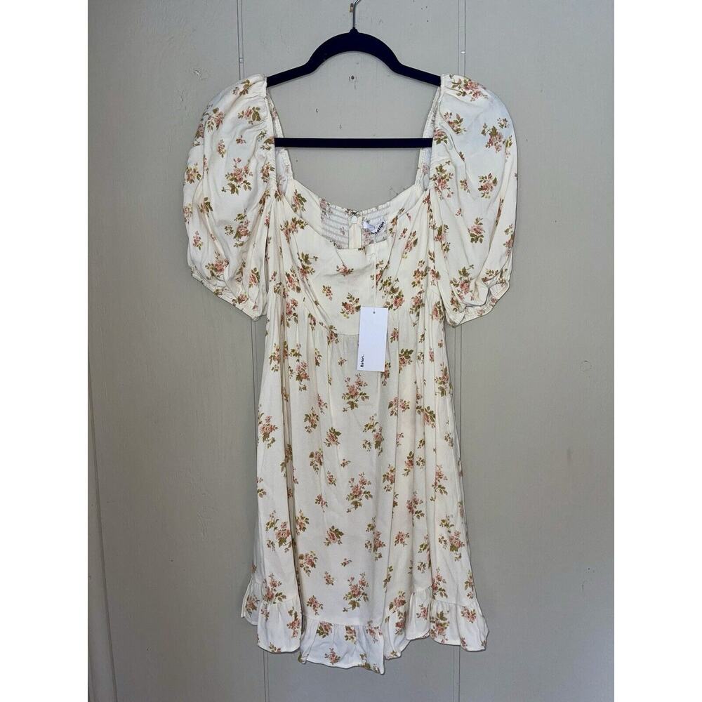 Reformation Cream Floral Mini Dress